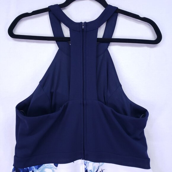 Speechless Navy Blue N White Floral Layered Formal Party Preppy Dress Size XL - Picture 10 of 15